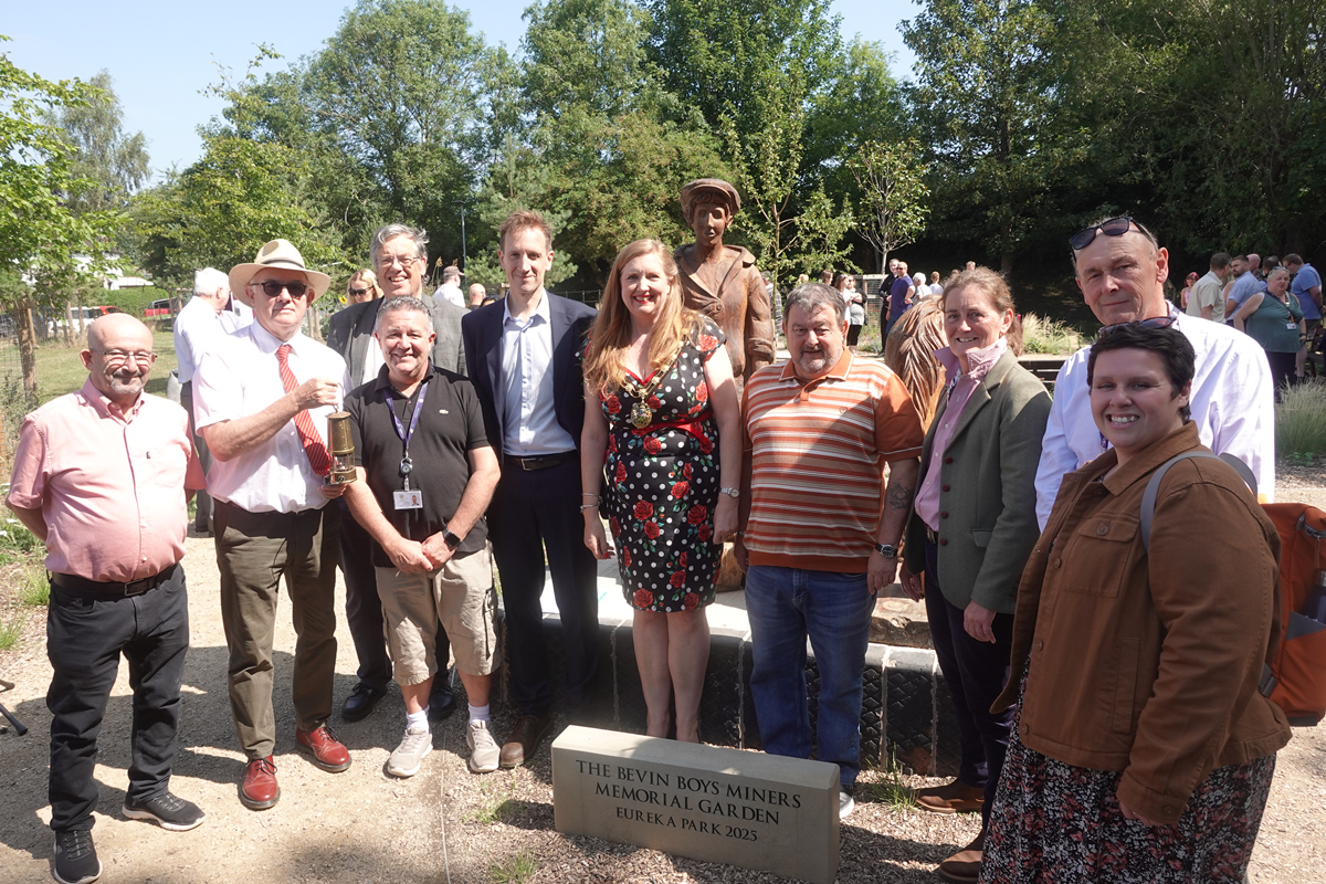 Chair joined by Council Leader and other dignitaries and guests at Bevin Boys Memorial garden
