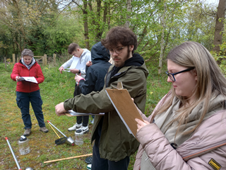 Students doing outdoors fieldwork at Rosliston Forestry Centre