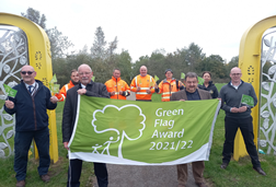 Cllrs and staff celebrating Green Flag award