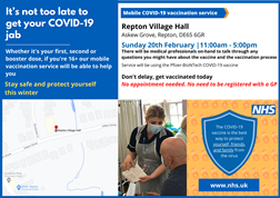 Repton COVID-19 vaccination walk-in 20.02.22