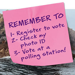 Election reminder post-it note